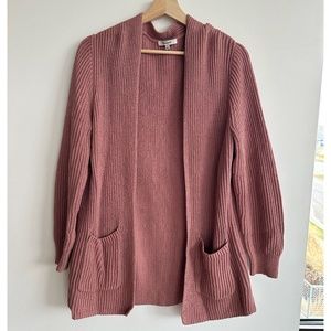 Madewell ribbed knit pocket cardigan in dusty rose pink